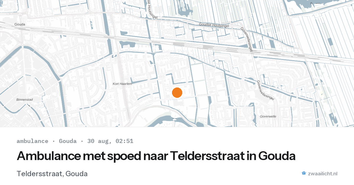 Ambulance met spoed naar Teldersstraat in Gouda — 30 aug 2026