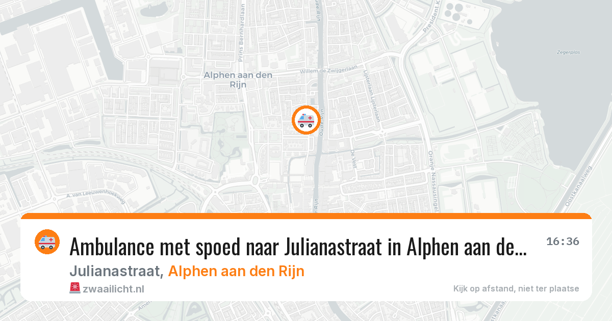 Ambulance met spoed naar Julianastraat in Alphen aan den Rijn — 6 aug 2026