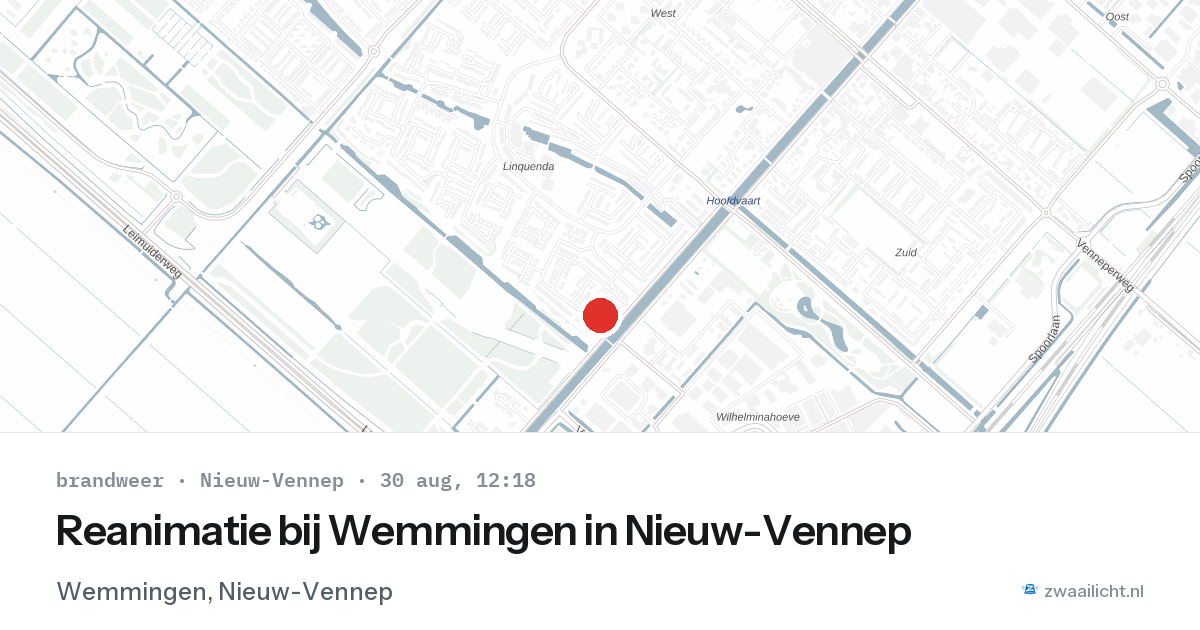 Reanimatie bij Wemmingen in Nieuw-Vennep — 30 aug 2026