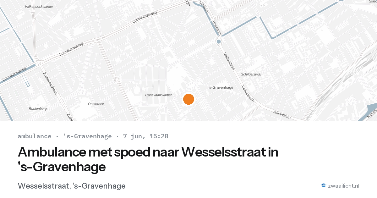 Ambulance met spoed naar Wesselsstraat in 's-Gravenhage — 7 jun 2026