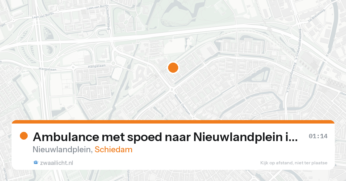 Ambulance met spoed naar Nieuwlandplein in Schiedam — 14 aug 2026