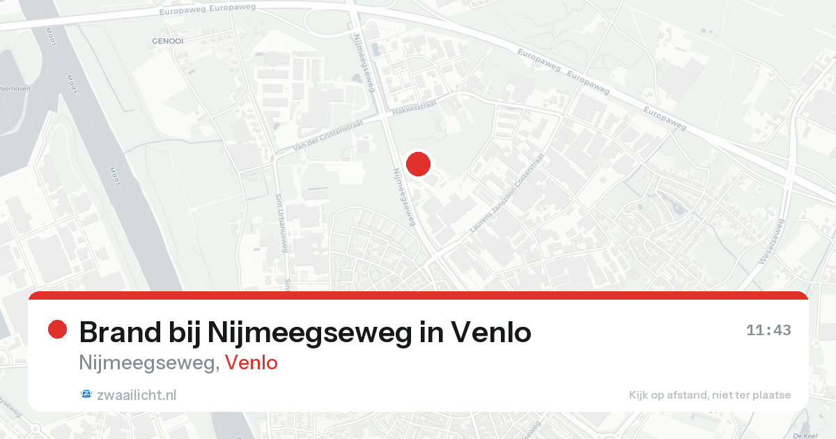 Brand bij Nijmeegseweg in Venlo — 21 aug 2026