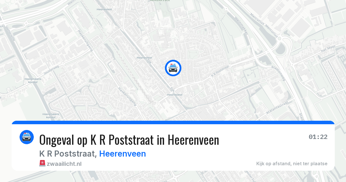 Ongeval op K R Poststraat in Heerenveen — 9 aug 2026