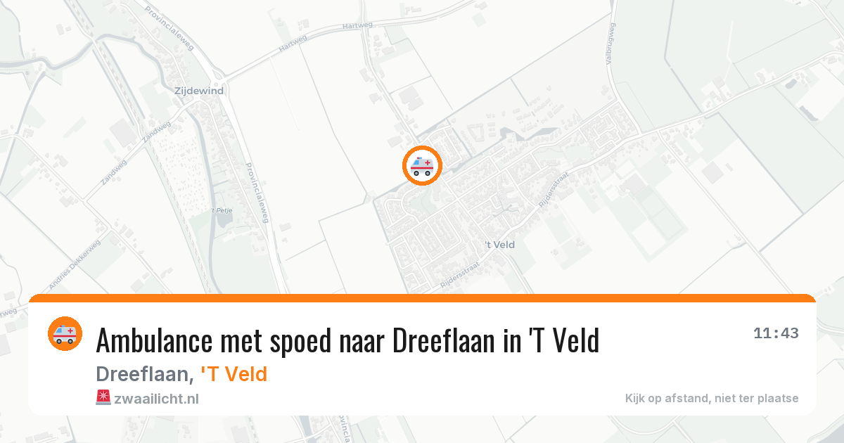 Ambulance met spoed naar Dreeflaan in 'T Veld — 16 jun 2026