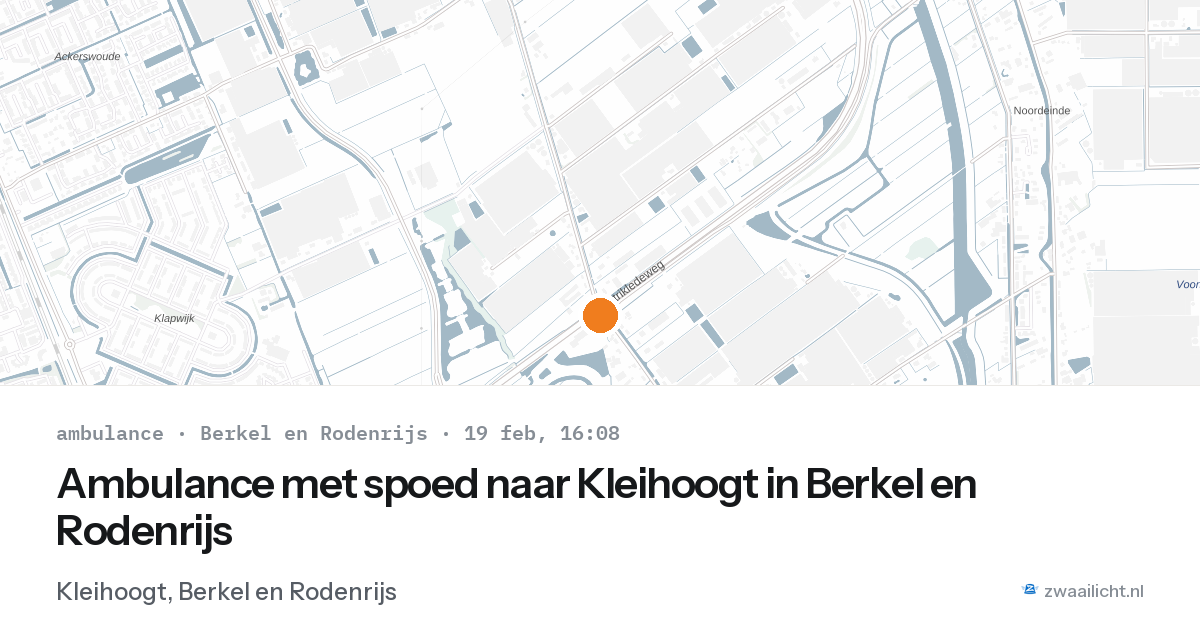 Ambulance met spoed naar Kleihoogt in Berkel en Rodenrijs — 19 feb 2026