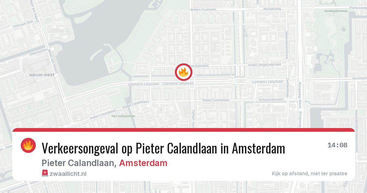Verkeersongeval op Pieter Calandlaan in Amsterdam — 9 aug 2026