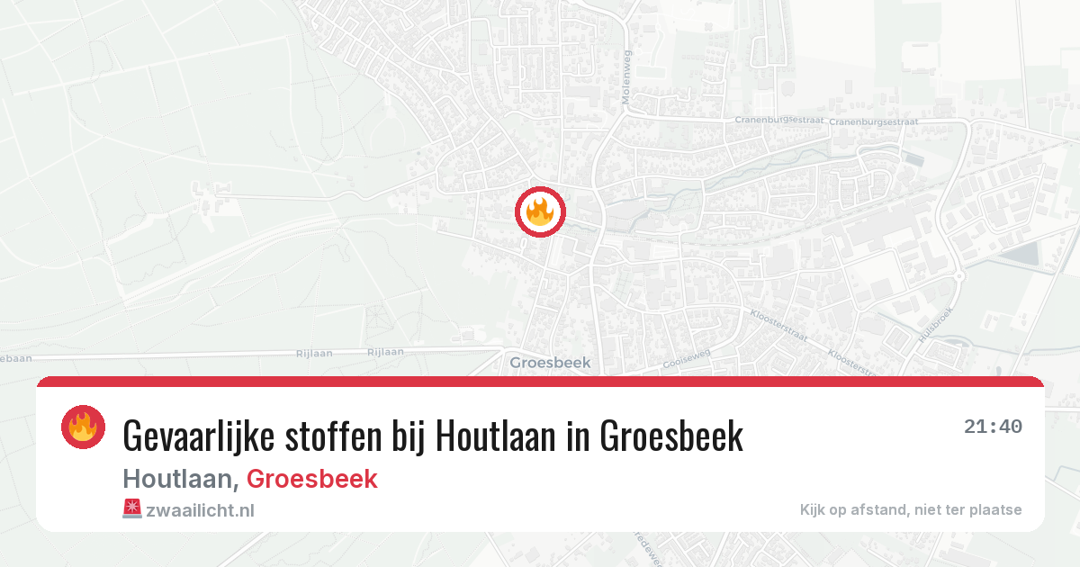 Gevaarlijke stoffen bij Houtlaan in Groesbeek — 16 jul 2026