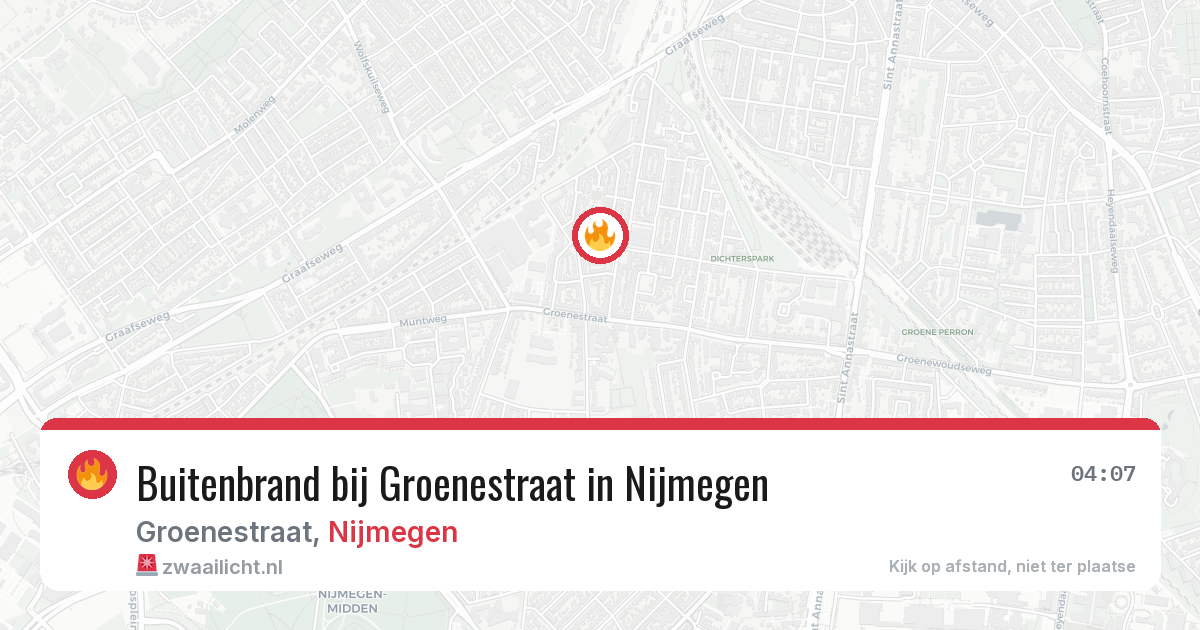 Buitenbrand bij Groenestraat in Nijmegen — 13 aug 2026