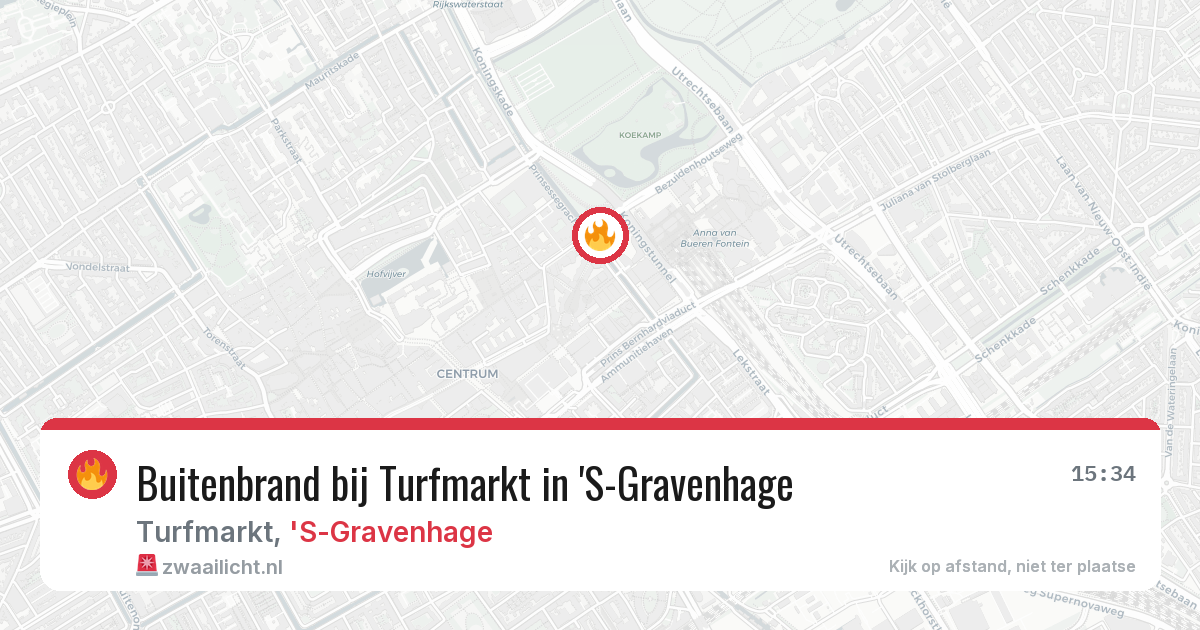 Buitenbrand bij Turfmarkt in 'S-Gravenhage — 7 aug 2026
