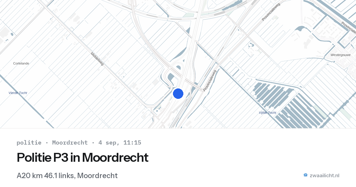 Politie P3 in Moordrecht — 4 sep 2026 | 🚨 Zwaailicht.nl