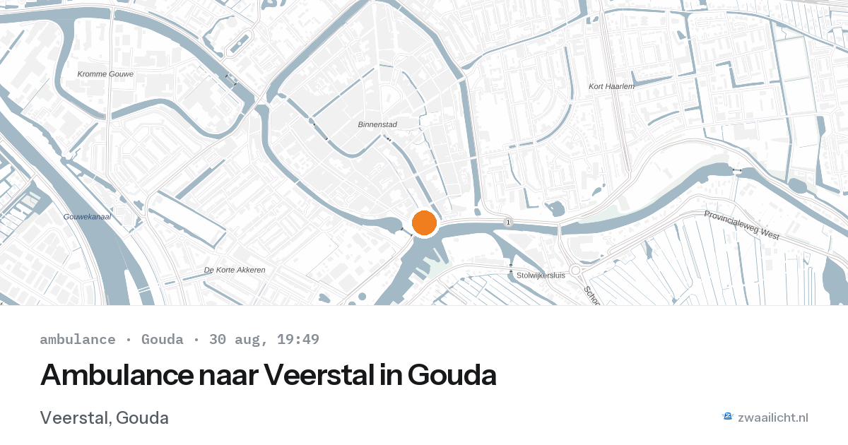 Ambulance naar Veerstal in Gouda — 30 aug 2026