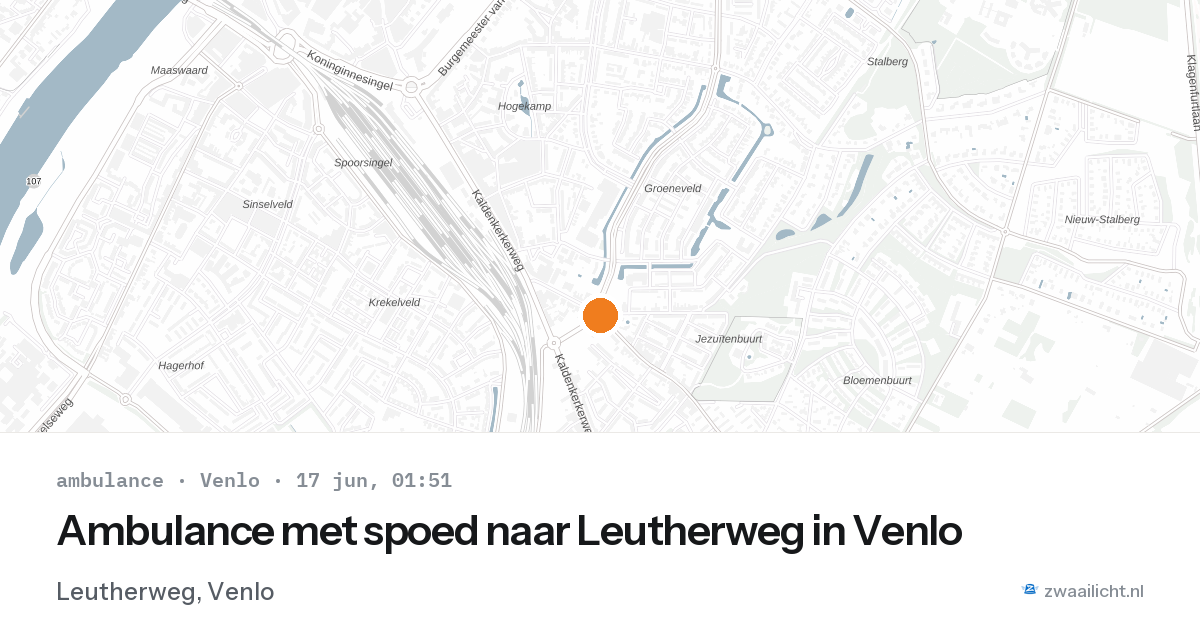 Ambulance met spoed naar Leutherweg in Venlo — 16 jun 2026