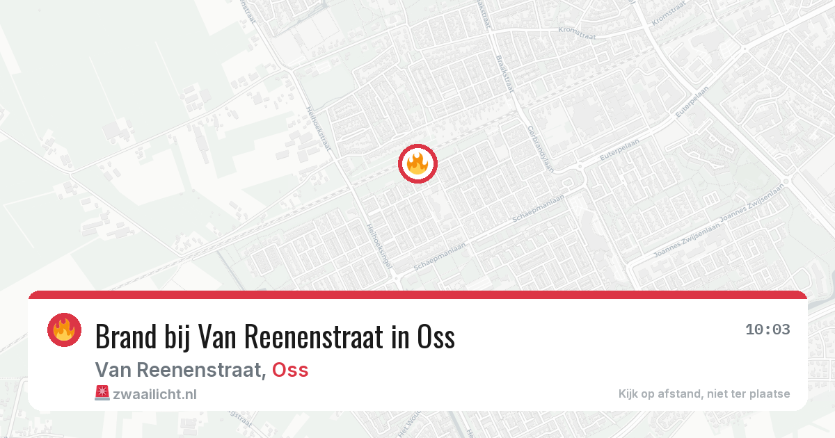 Brand bij Van Reenenstraat in Oss — 8 aug 2026