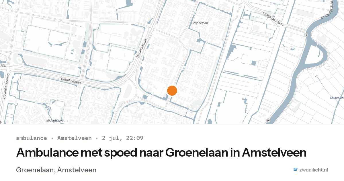 Ambulance met spoed naar Groenelaan in Amstelveen — 2 jul 2026