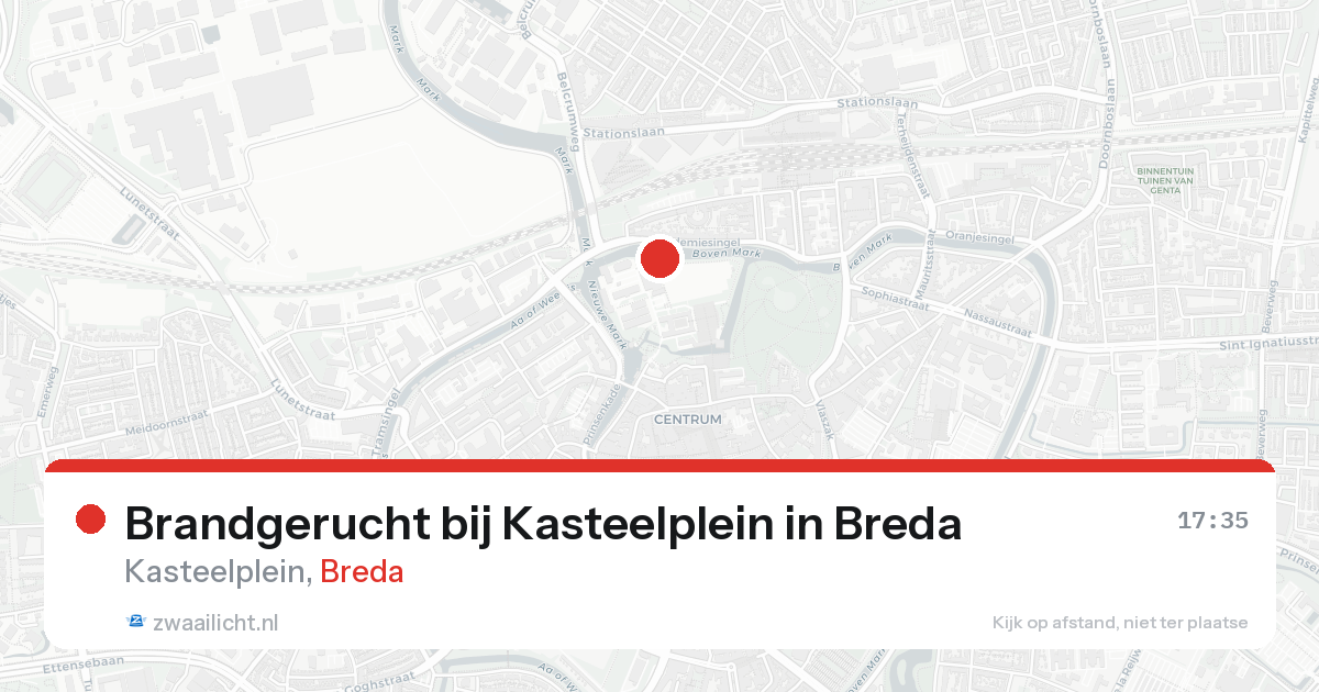 Brandgerucht bij Kasteelplein in Breda — 19 aug 2026