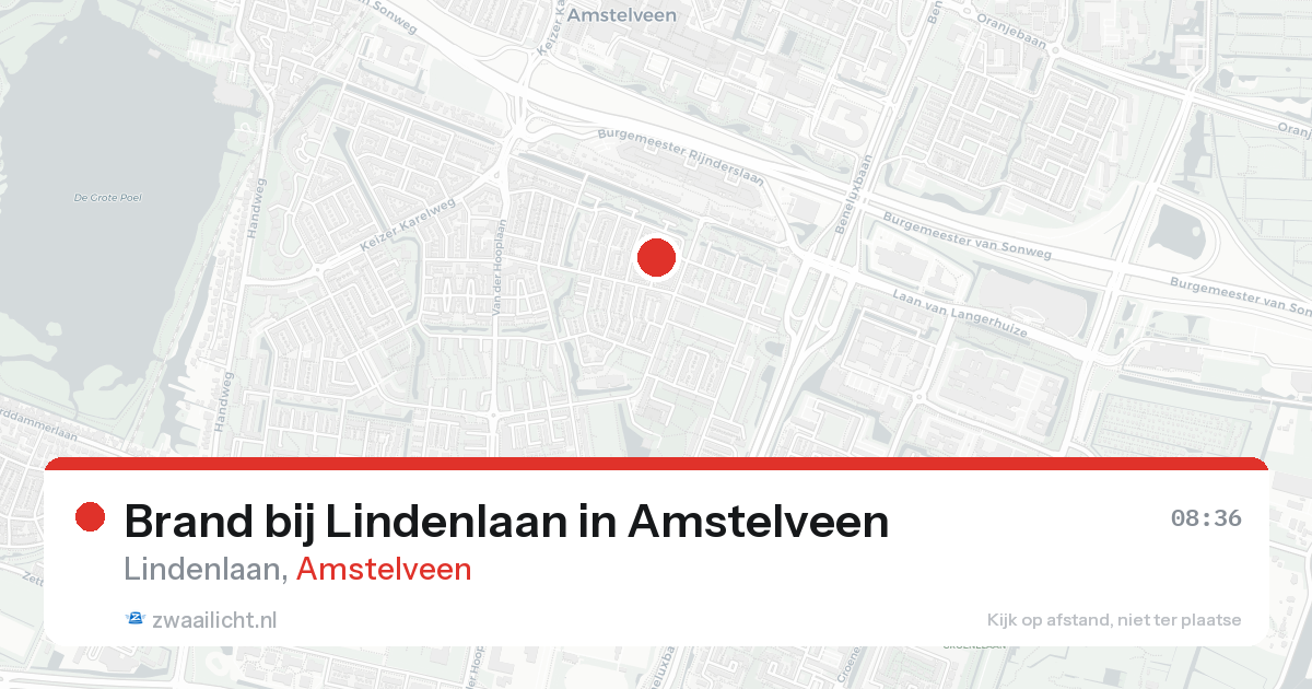 Brand bij Lindenlaan in Amstelveen — 9 jun 2026