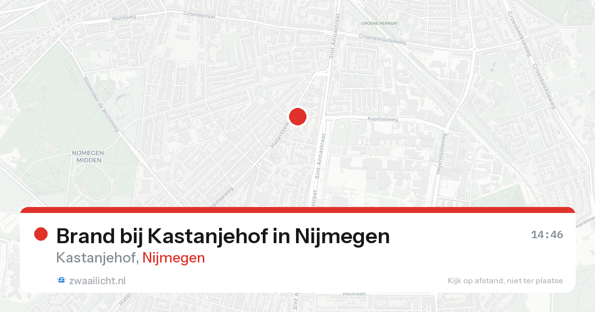 Brand bij Kastanjehof in Nijmegen — 17 aug 2026