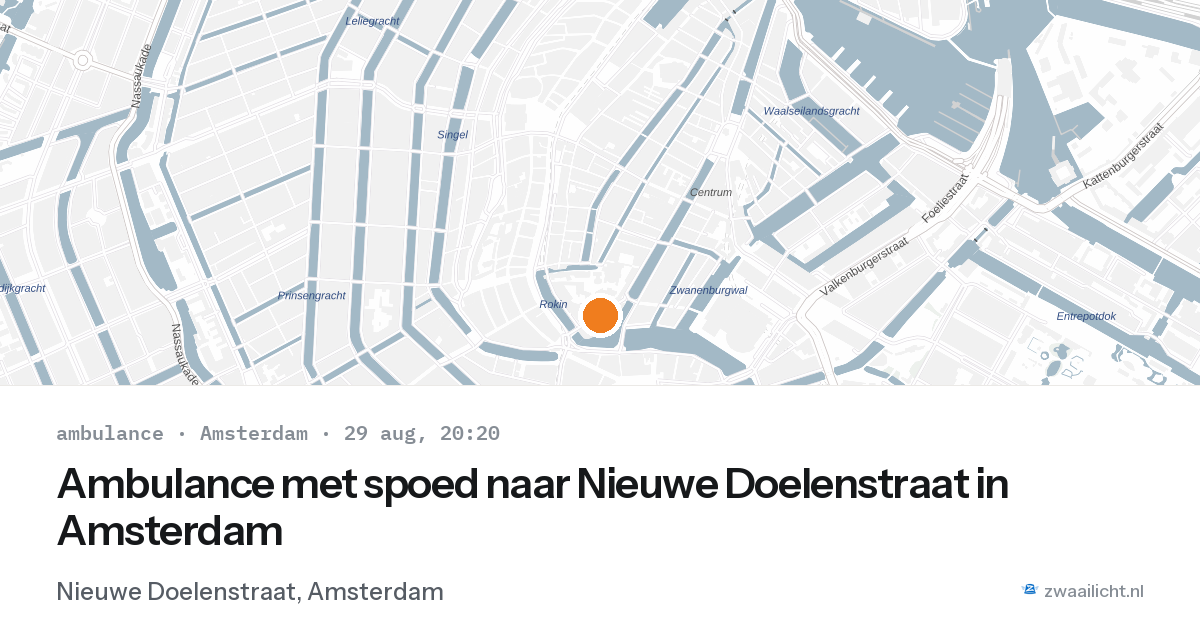 Ambulance met spoed naar Nieuwe Doelenstraat in Amsterdam — 29 aug 2026