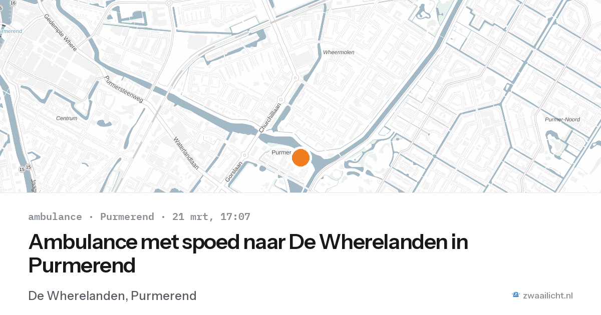 Ambulance met spoed naar De Wherelanden in Purmerend — 21 mrt 2026