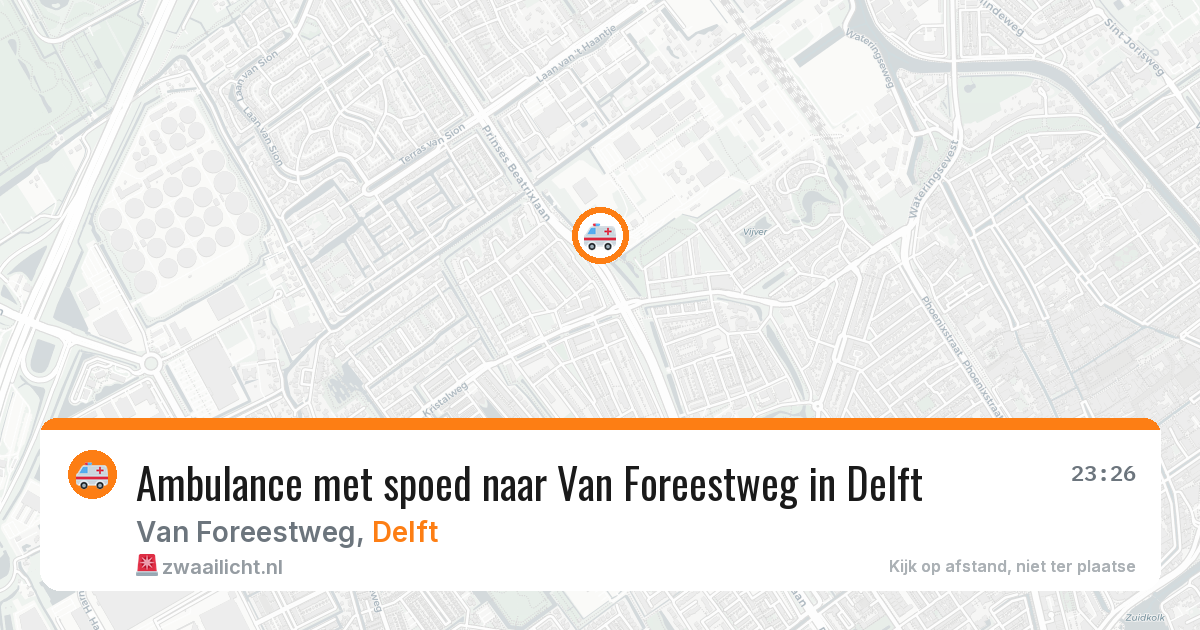 Ambulance met spoed naar Van Foreestweg in Delft — 25 mrt 2026