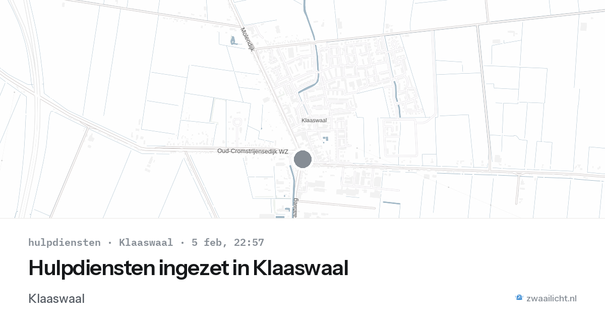 Hulpdiensten ingezet in Klaaswaal — 5 feb 2026 | 🚨 Zwaailicht.nl