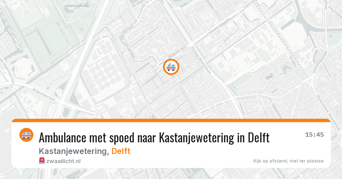 Ambulance met spoed naar Kastanjewetering in Delft — 17 apr 2026