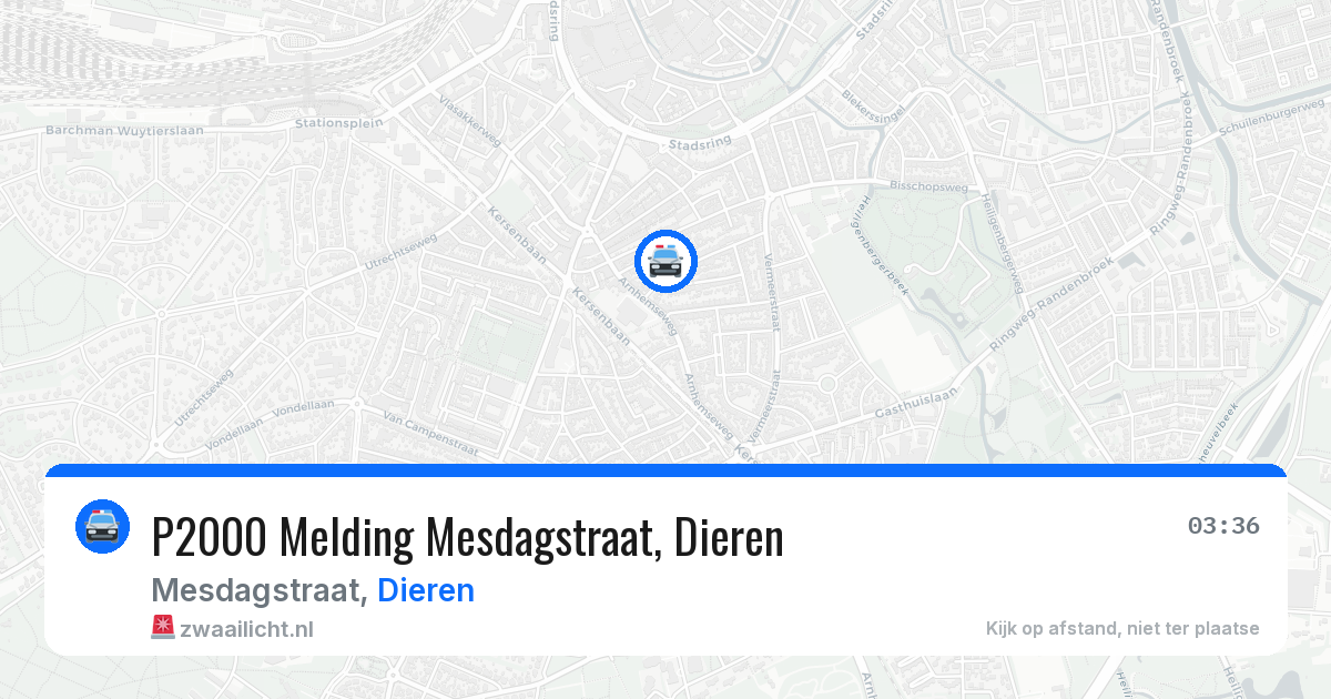 P2000 Melding Mesdagstraat, Dieren — 24 mei 2026
