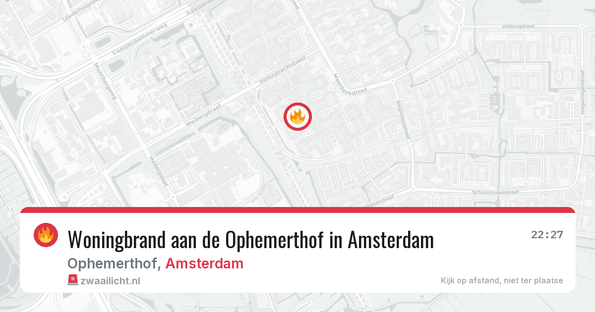 Woningbrand aan de Ophemerthof in Amsterdam — 10 jul 2026