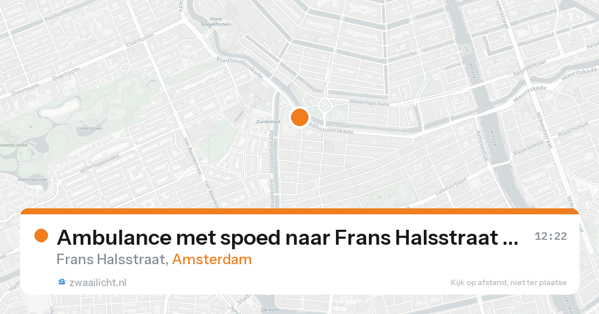 Ambulance met spoed naar Frans Halsstraat in Amsterdam — 19 aug 2026