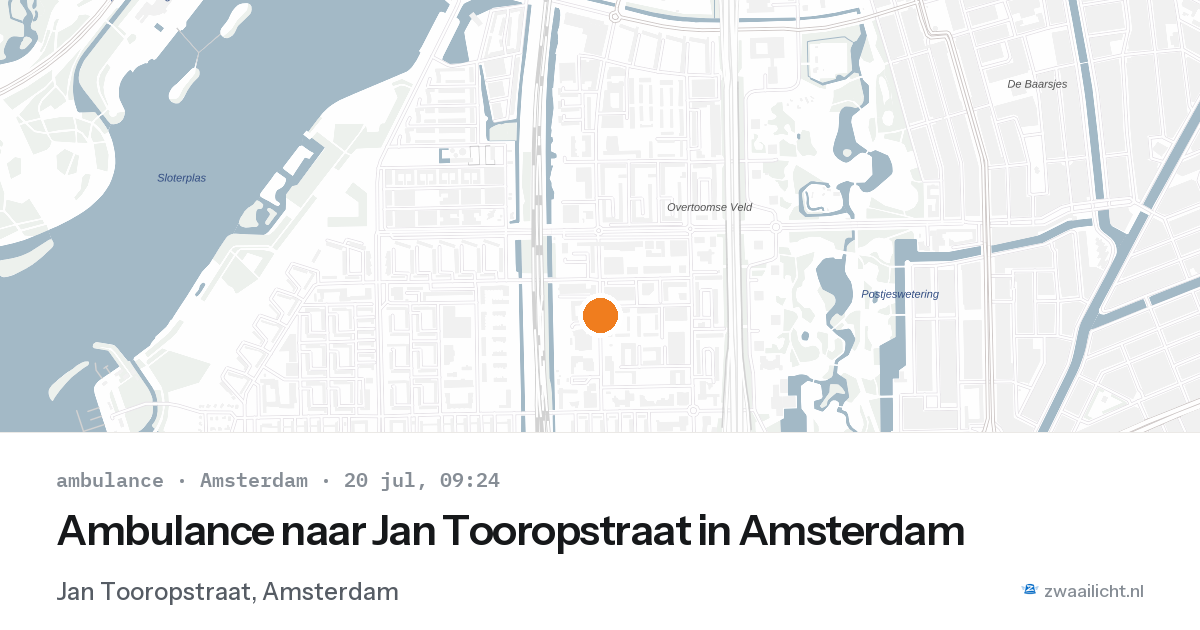 Ambulance naar Jan Tooropstraat in Amsterdam — 20 jul 2026