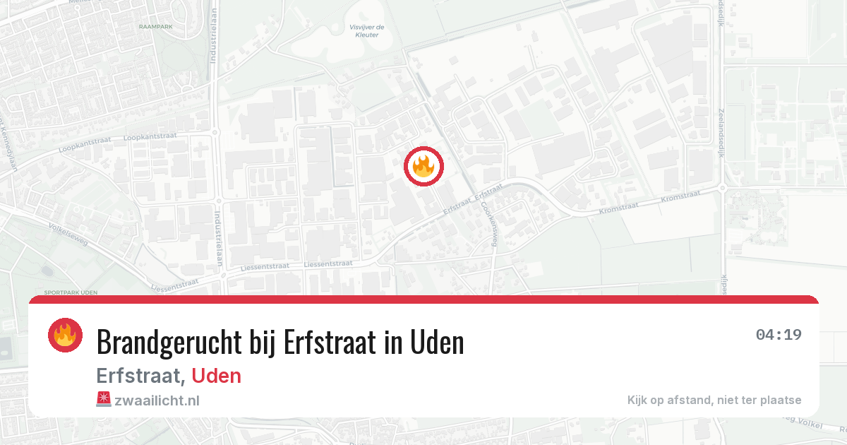 Brandgerucht bij Erfstraat in Uden — 19 mrt 2026