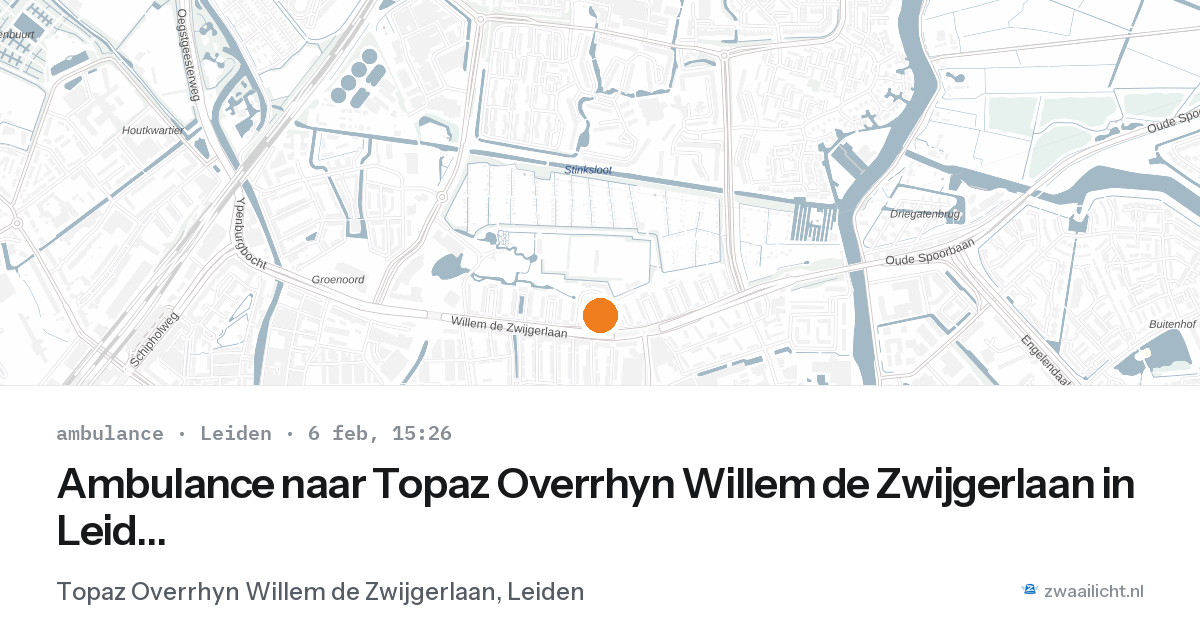 Ambulance naar Topaz Overrhyn Willem de Zwijgerlaan in Leiden — 6 feb 2026