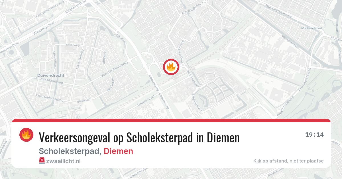 Verkeersongeval op Scholeksterpad in Diemen — 9 aug 2026