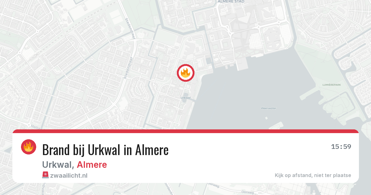Brand bij Urkwal in Almere — 13 jun 2026