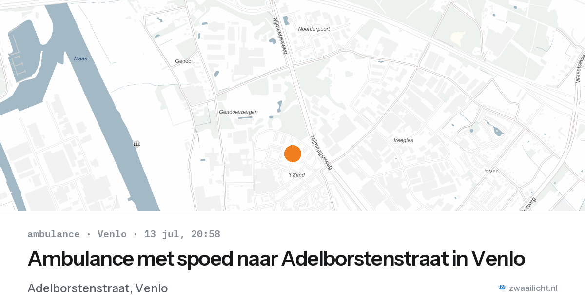 Ambulance met spoed naar Adelborstenstraat in Venlo — 13 jul 2026