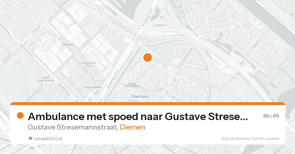Ambulance met spoed naar Gustave Stresemannstraat in Diemen — 24 aug 2026