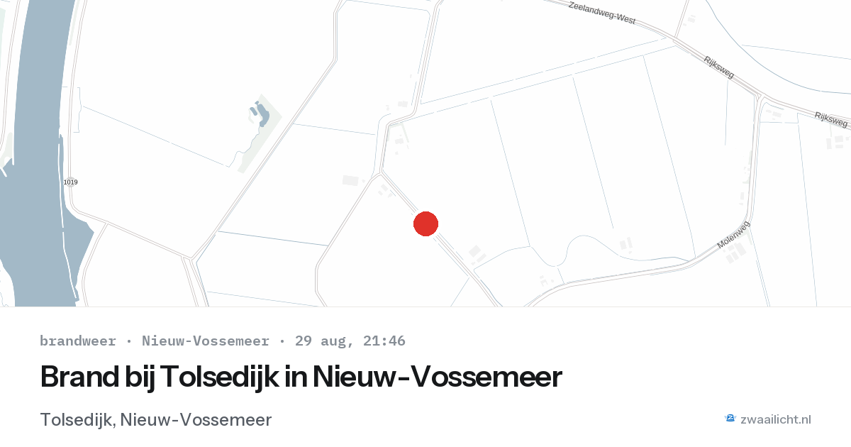 Brand bij Tolsedijk in Nieuw-Vossemeer — 29 aug 2026