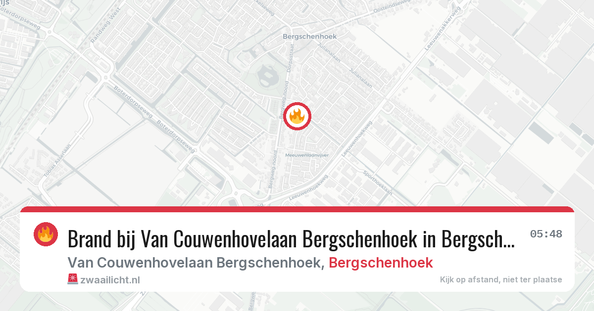 Brand bij Van Couwenhovelaan Bergschenhoek in Bergschenhoek — 22 mrt 2026