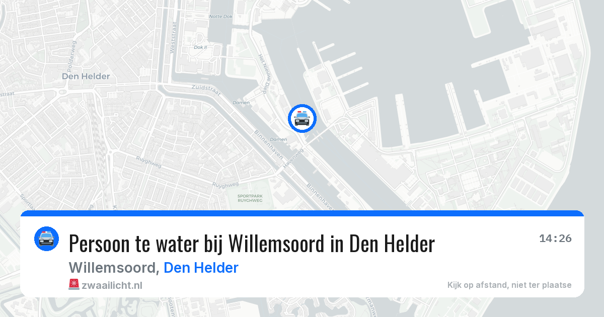 Persoon te water bij Willemsoord in Den Helder — 20 apr 2026
