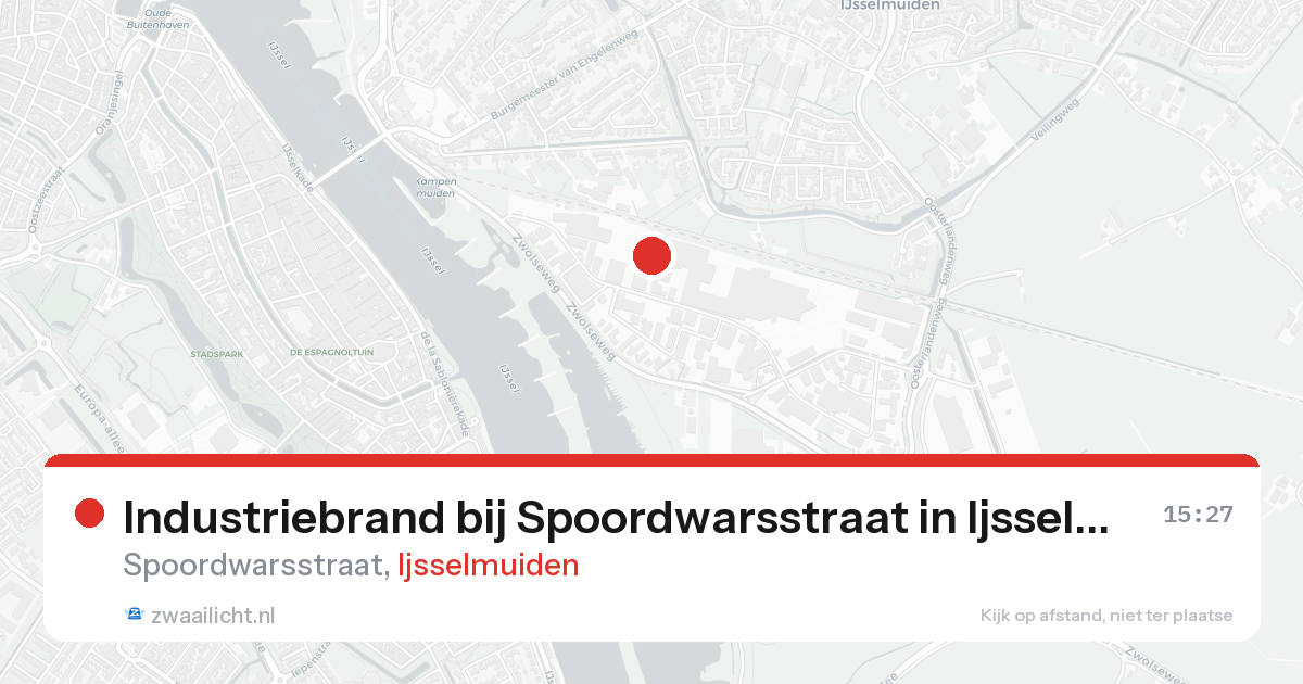 Industriebrand bij Spoordwarsstraat in Ijsselmuiden — 17 aug 2026