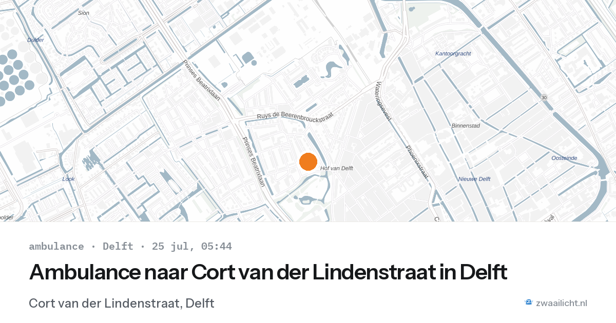 Ambulance naar Cort van der Lindenstraat in Delft — 25 jul 2026