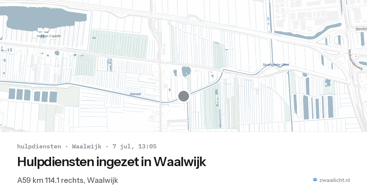 Hulpdiensten ingezet in Waalwijk — 7 jul 2026 | 🚨 Zwaailicht.nl