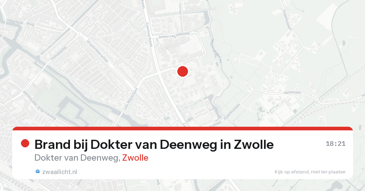 Brand bij Dokter van Deenweg in Zwolle — 15 aug 2026