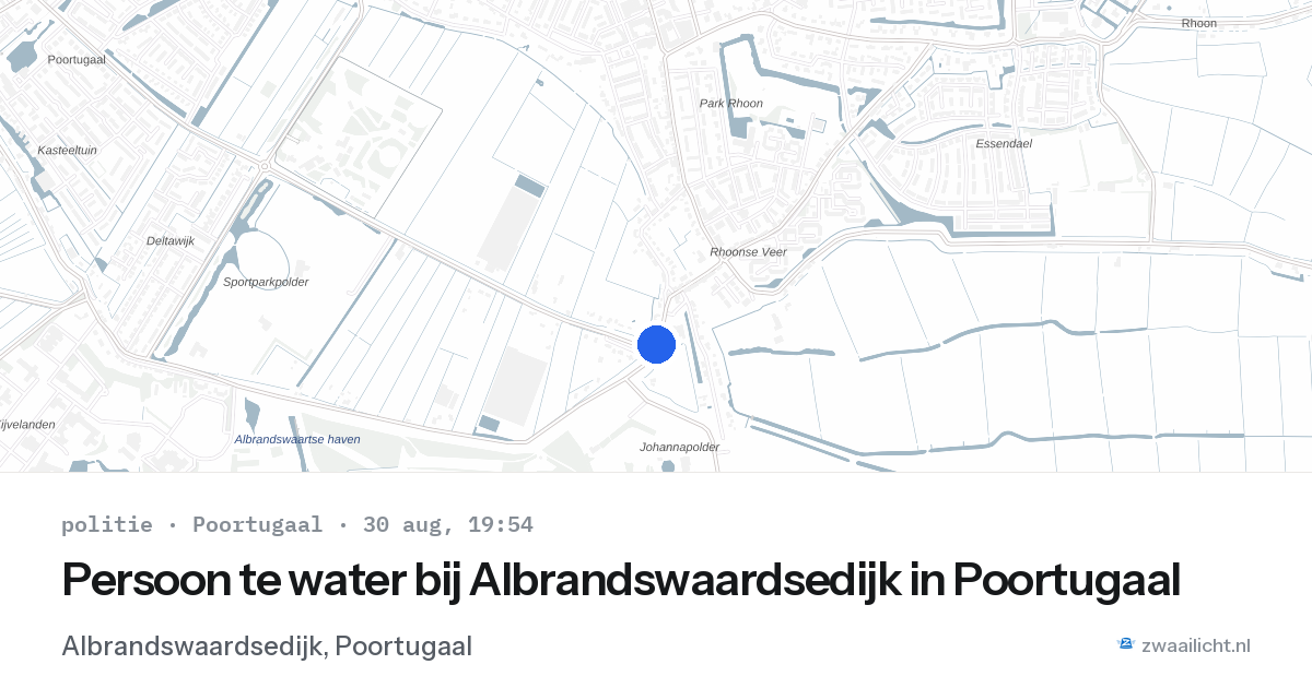 Persoon te water bij Albrandswaardsedijk in Poortugaal — 30 aug 2026