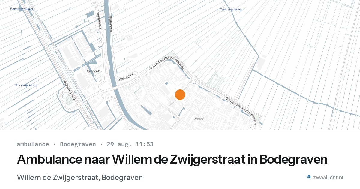 Ambulance naar Willem de Zwijgerstraat in Bodegraven — 29 aug 2026