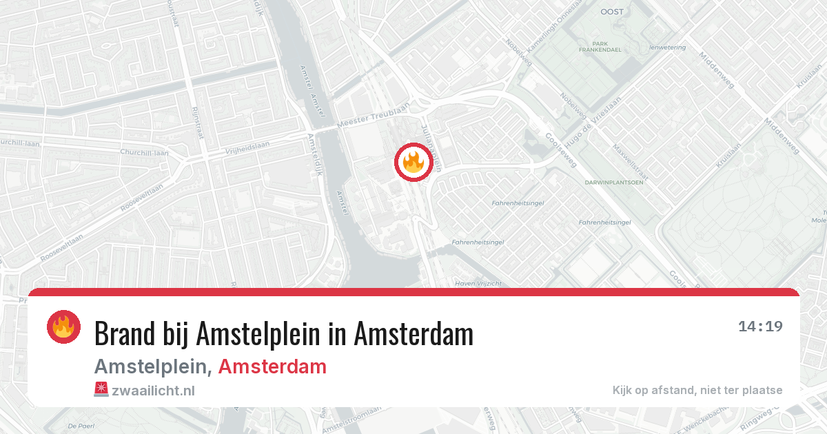 Brand bij Amstelplein in Amsterdam — 15 jul 2026