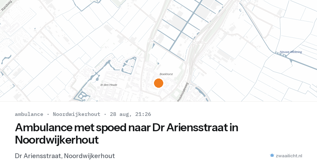 Ambulance met spoed naar Dr Ariensstraat in Noordwijkerhout — 28 aug 2026