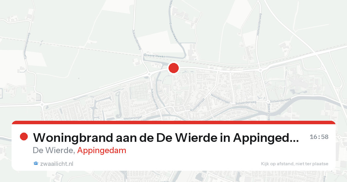 Woningbrand aan de De Wierde in Appingedam — 17 aug 2026