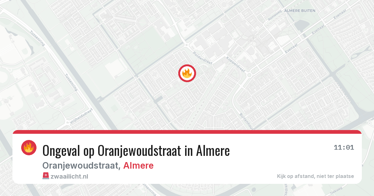 Ongeval op Oranjewoudstraat in Almere — 16 mei 2026