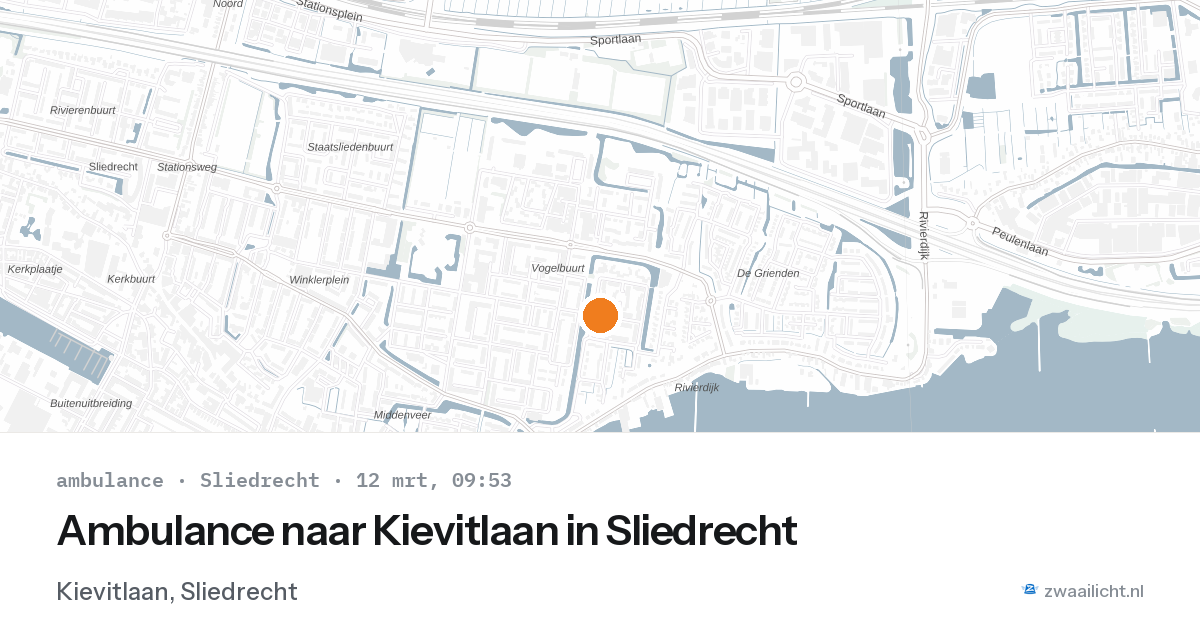 Ambulance naar Kievitlaan in Sliedrecht — 12 mrt 2026